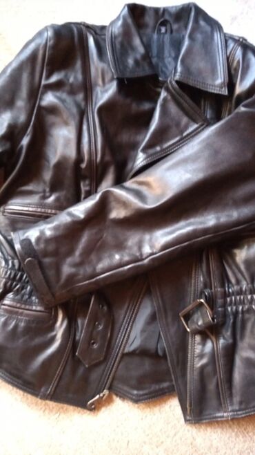 kožne jakne ženske: Crna moto jakna od prave kože M veličina,bez oštećenja