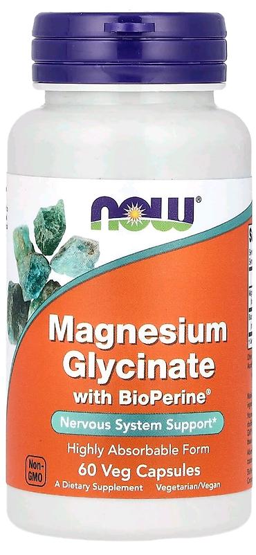 Витамины и БАДы: NOW Magnesium Glycinate with BioPerine – sinir sistemi dəstəyi üçün — 1