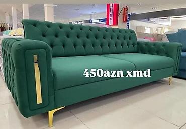 en ucuz perdeler: Müasir dizaynlı 3 nəfərlik divan - Rəng: zümrüd-yaşıl - Material — 1
