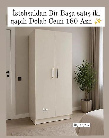 İki qapılı dolab – istehsaldan birbaşa satış. - Minimalist, krem
