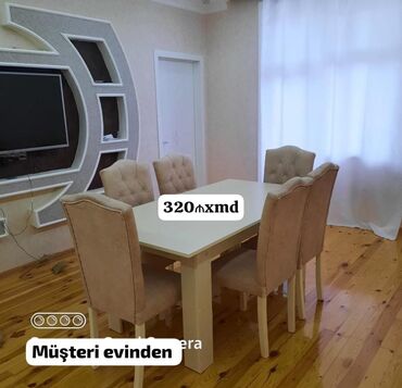Yataq otağı dəstləri: Qonaq otağı üçün, Açılmayan, Dördbucaq masa, 6 stul