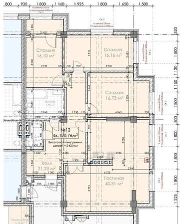 3х: 3 комнаты, 118 м², АУЦА 3 этаж, ПСО (под самоотделку) — 6