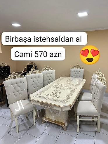 misar frez: Qonaq otağı üçün, Yeni, Açılmayan, Dördbucaq masa, 6 stul — 2