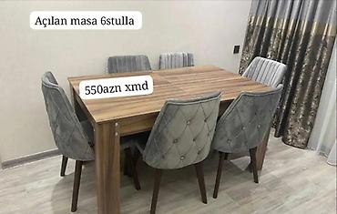demir stul: Qonaq otağı üçün, Yeni, Açılan, Dördbucaq masa, 6 stul — 1