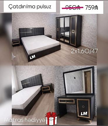 makyaj ucun masa: Yataq otağı mebel dəsti - Komplekt: 2 nəfərlik çarpayı (başlıqla), 2 — 1