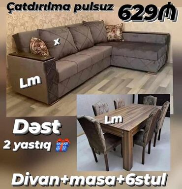 угловой шкаф в гостиную: *Divan+ Masa dəsti* Sifarişlə hazırlanır. Dəst şəkildə : *629₼*