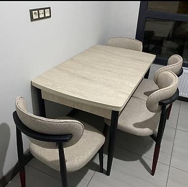 Mətbəx üçün, İşlənmiş, Açılmayan, Dördbucaq masa, 4 stul