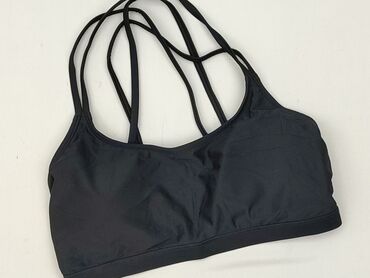 legginsy push up krótkie: Czarny top sportowy/biustonosz treningowy - Krój: krótki top z lekkim