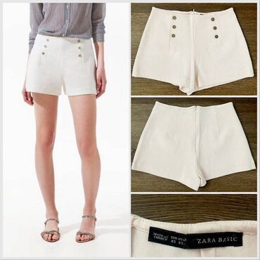 купальник с воланами на плечах: Шорты трикотаж Zara Pink Sailor с пуговицами, размер M. zara white