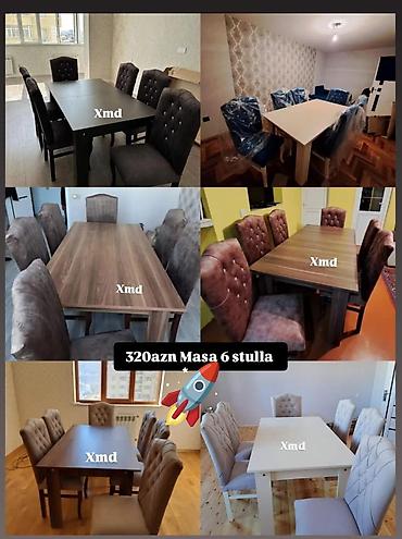 oyun stul: Masa + 6 stul dəsti - Dəst: 1 yemək masası və 6 ədəd yumşaq, düyməli — 1