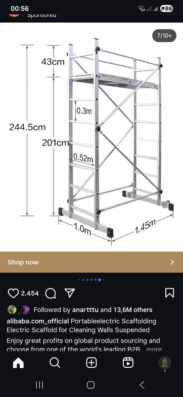Nərdivanlar: Alüminium mobil skafold (işqaldı) - Material: yüngül və korroziyaya — 2