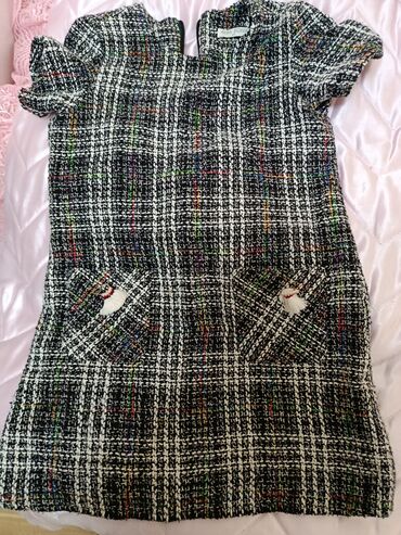 прихожая под заказ: ALBA BONA markalı tweed don - Qısaqol, dizə yaxın uzunluq. - Qara-ağ