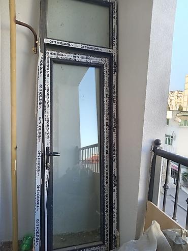 Balkon qapısı – PVC profilli, şüşəbəndli model 2 eded qapı qara ve