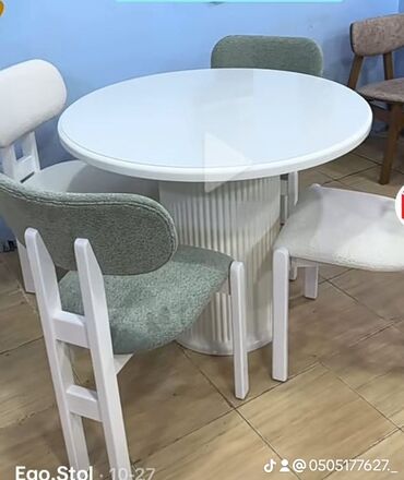 Masa və oturacaq dəstləri: Qonaq otağı üçün, Yeni, Açılmayan, Oval masa, 6 stul — 7