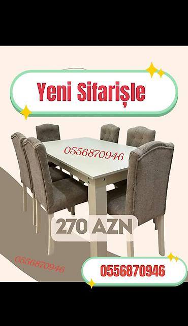 ofis stul: Qonaq otağı üçün, Yeni, Açılmayan, Dördbucaq masa, 6 stul — 4
