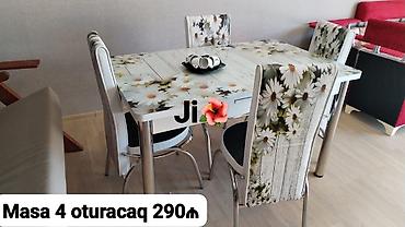 susə stollar: Mətbəx/dinləmə guşəsi üçün 4 nəfərlik masa–stul dəsti. - 1 masa + 4 — 1