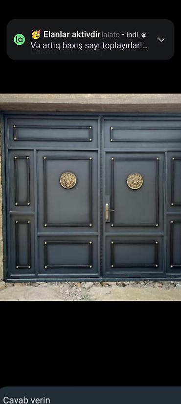 Dəmir darvaza və piyada qapısı komplekti - Material: qalın metaldan