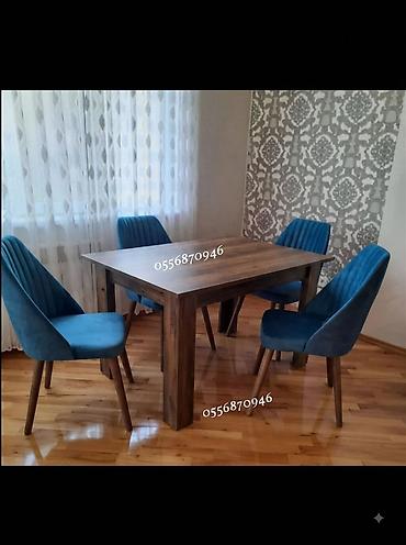 tek stolar: Qonaq otağı üçün, Yeni, Açılmayan, Dördbucaq masa, 6 stul — 5