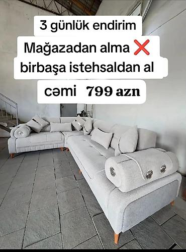 Künc divan dəsti – işıqlı boz rəng, skandinaviya üslubunda taxta