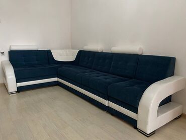два кресла с подушками: Бурчтук диван, түсү - Көк, Колдонулган