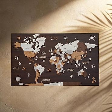 bar globus: Mapa sveta 250×150 cm sa podlogom od univera — 1