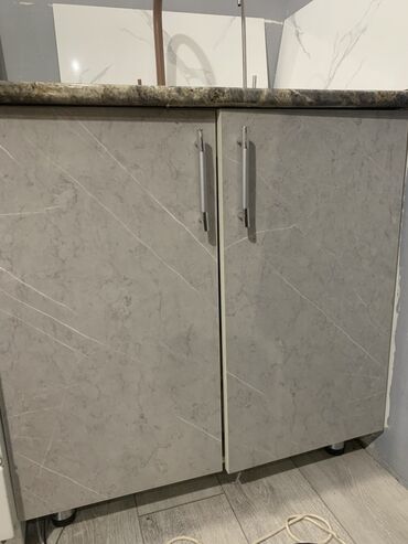 кухонный шкаф для посуды: Тумба для кухни, С мойкой, Напольная, цвет - Серый