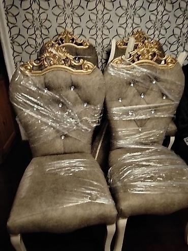 vannalı stol: Qonaq otağı mebeli dəsti - Klassik-stil masa və 6 ədəd stul: yumşaq — 5