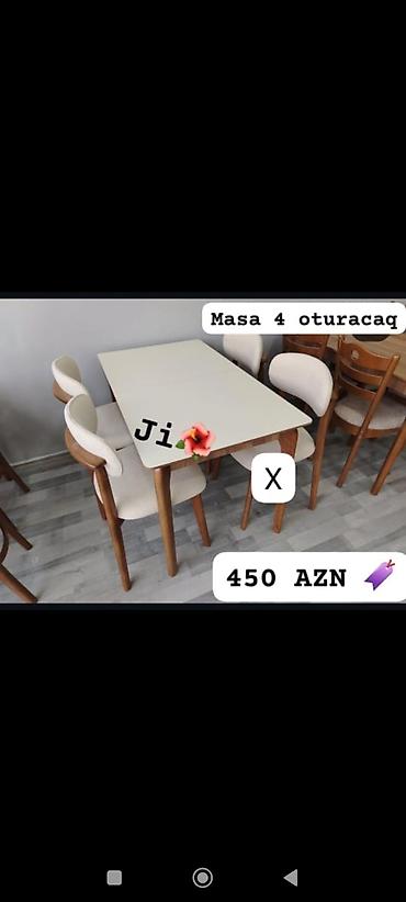 Masa və 4 ədəd oturacaq dəsti. - Üslub: müasir skandi dizayn - Rəng