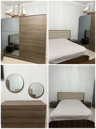 spalni destleri: Двуспальная кровать, 2 тумбы, Шкаф, Трюмо, Б/у
