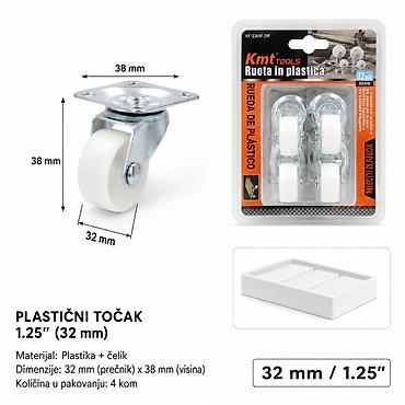 KMT Beli PP nosač za televizor 9367897 Praktičan beli nosač/točkić za