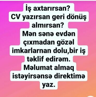 Təhsil, elm: Evdən çıxmadan işləmək imkanı! CV göndərib cavab ala bilmirsən? Ev