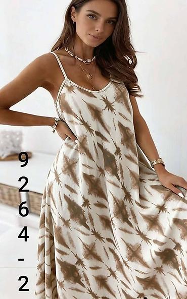 Haljine: Letnja haljina na tanke bretele - Kroj: lepršava A-linija, midi — 1