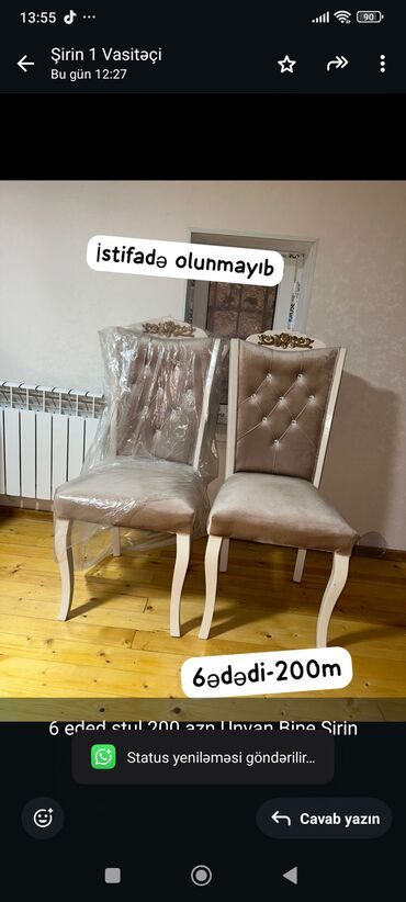 Yataq otağı dəstləri: Qonaq otağı üçün, İşlənmiş, Stul