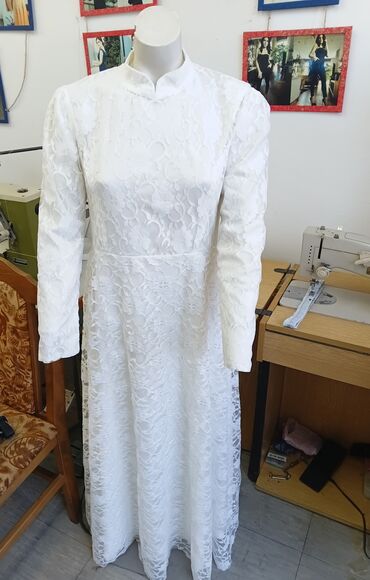 Haljine: Duga bela čipkana haljina - Elegantna bela haljina od bogate cvetne — 6