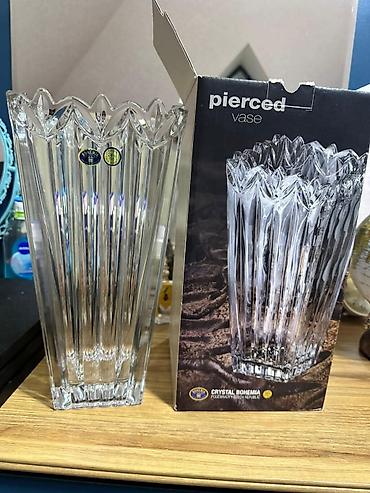 ваза: Cutu 180 azn Crystal Bohemia Pierced Vase – Çexiya istehsalı orijinal — 1