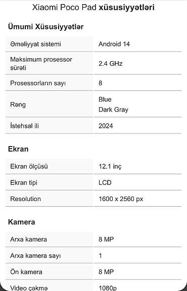 POCO Pad planşet cəmi 3 ay işlənib - Ekran: 12.1 düym, 1600 x 2560 lalafo.az -da — 4 POCO Pad planşet cəmi 3 ay işlənib - Ekran: 12.1 düym, 1600 x 2560 — 4