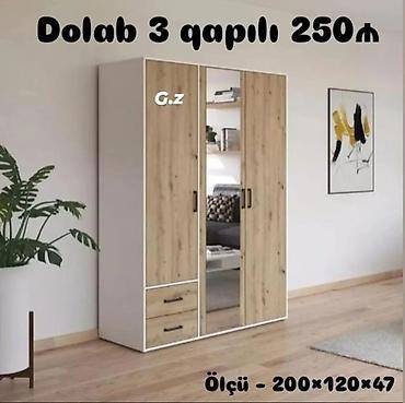 taxta skamya: Yeni, 3 qapılı, Güzgülü, Ağ, Taxta, Açılan, Düz dolab — 1