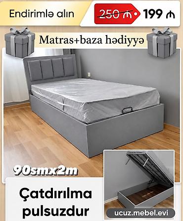 - Tək nəfərlik çarpayı – rəng: boz - Ölçü: 90 sm x 200 sm - Başlıq lalafo.az -da - Tək nəfərlik çarpayı – rəng: boz - Ölçü: 90 sm x 200 sm - Başlıq