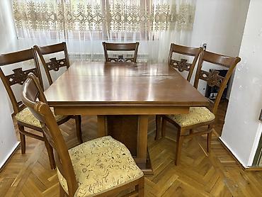 aile agaci: Klassik üslubda massiv ağacdan yemək otağı dəsti. Tərkibi: - — 2