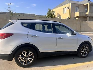 santa fe 2008: Hyundai Santa Fe, ağ rəng, 4WD krossover/SUV. Xüsusiyyətlər: - Tam — 2