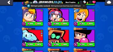 Brawl Stars oyununda istifadə edilən dörd fərqli personajın təsviri