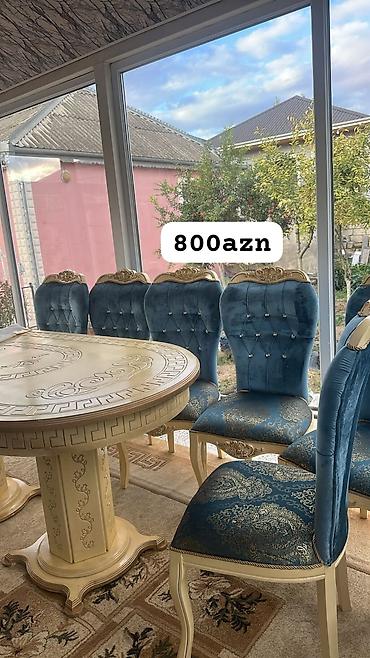 islenmis masa: Qonaq otağı üçün, İşlənmiş, Oval masa, 6 stul — 1