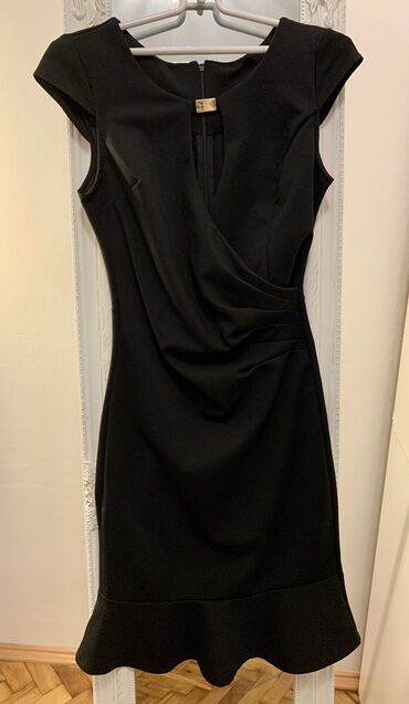 svečane duge haljine: M (EU 38), color - Black, Cocktail, Short sleeves