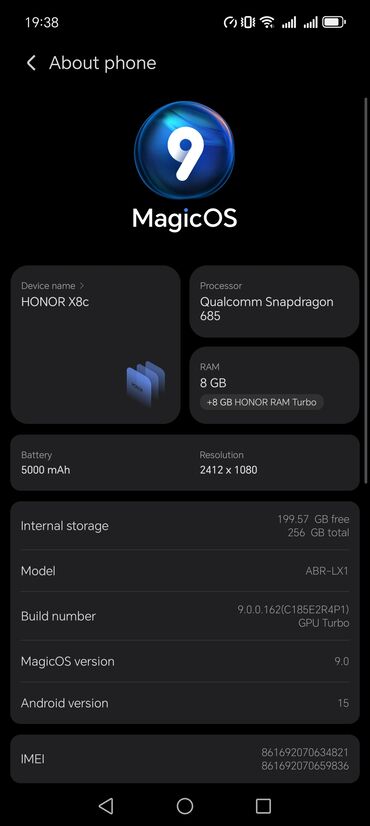 kredit telefonların alışı: Honor 8C, 256 GB, rəng - Qara, İki sim kartlı