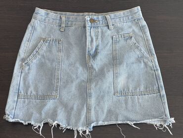 длинная джинсовая юбка: Юбка, Мини, Джинс, Высокая талия