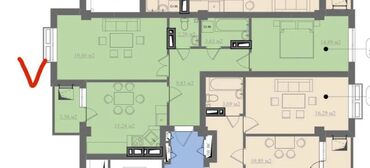 продажа квартир в городе токмок: 2 бөлмө, 71 кв. м, Элитка, 6 кабат, Евроремонт