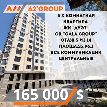 Продажа квартир: 3 комнаты, 96 м², Элитка, 5 этаж, ПСО (под самоотделку)