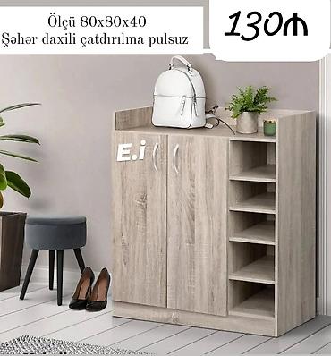 dekor ref: Ayaqqabı dolabı – ölçü 80×80×40 sm. - Material: ağac teksturalı — 1