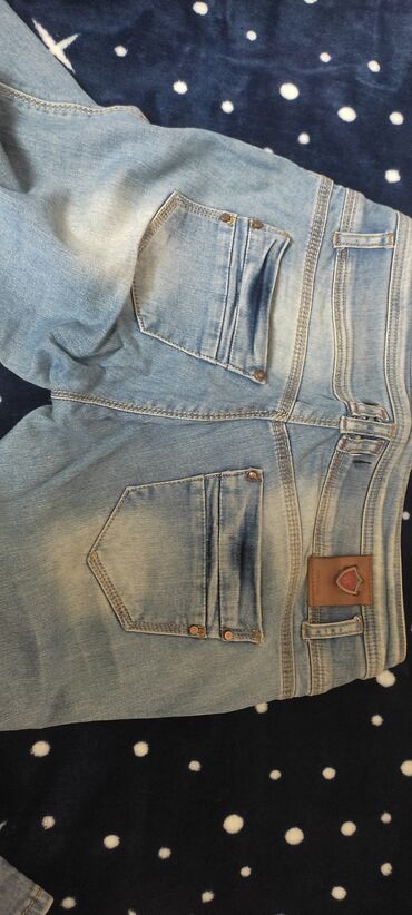 женские джинсовые юбки на пуговицах: Брюки S (EU 36), цвет - Голубой