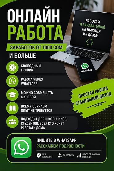 Онлайн-работа через WhatsApp - Заработок от 1000 сом и больше -